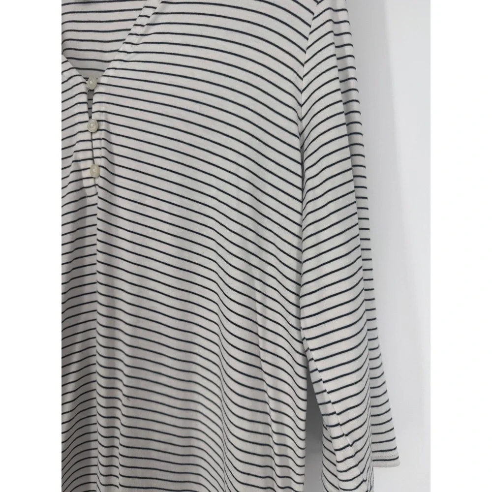 J Jill Womens Henley Top Medium Nautical Maritime Minimalist Basic Coastal Chic